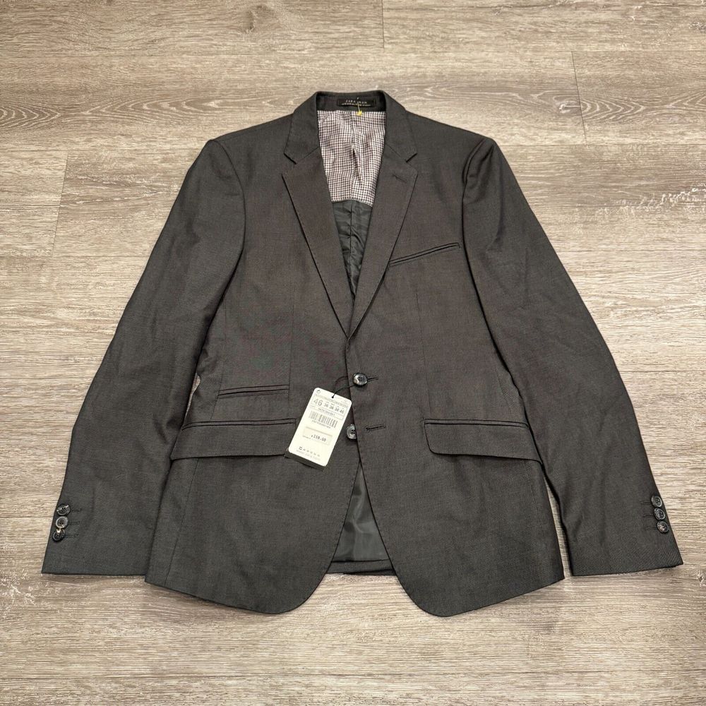 Zara Men's Dark Charcoal Single-Breasted Blazer - Picture 1 of 16